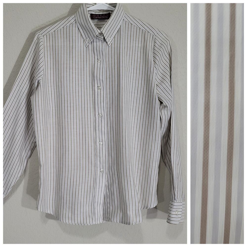 Vintage Button Down Shirt Great Connections Womens S / M Striped 90s y2k Casual